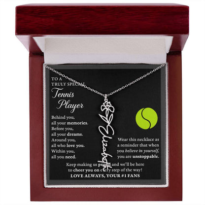 Tennis - Behind Unstoppable Plural - Flower Name Necklace