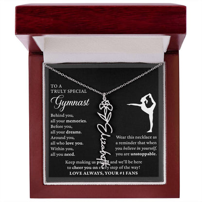 Gymnast - Behind Unstoppable Plural - Flower Name Necklace