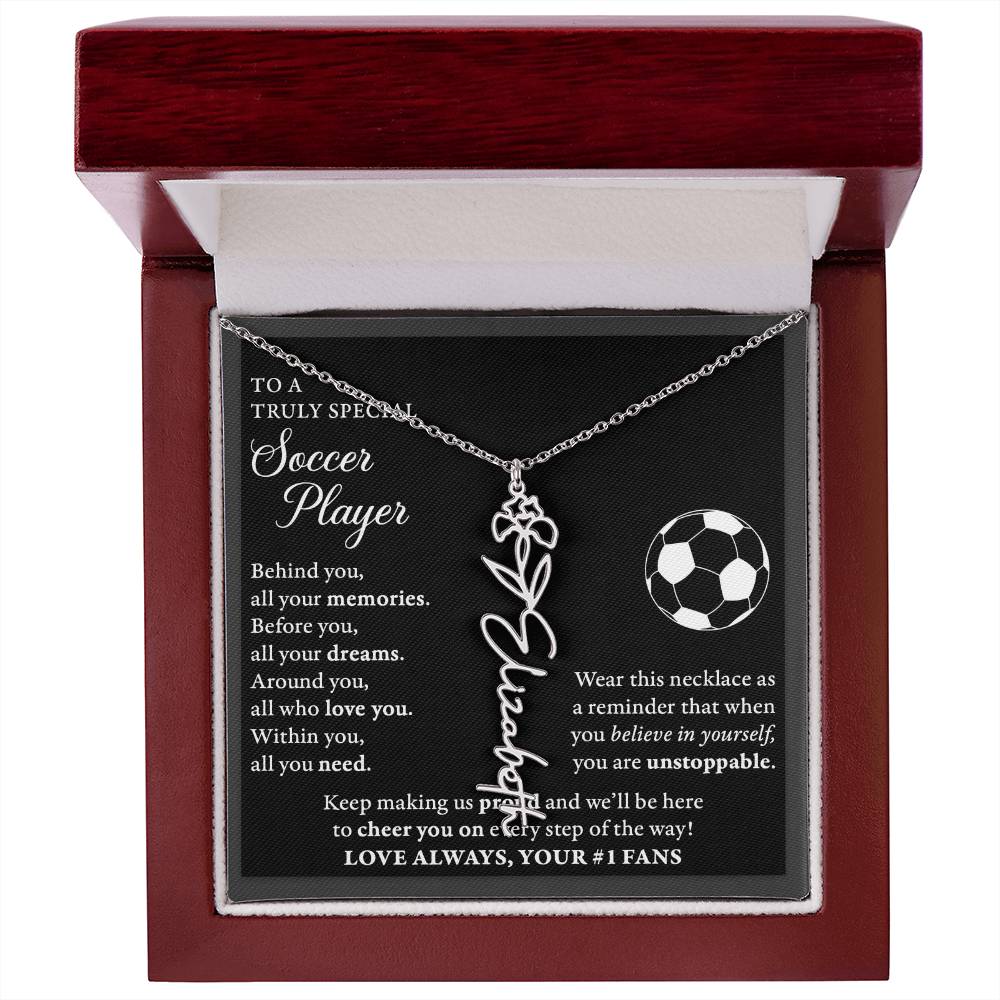Soccer - Behind Unstoppable Plural - Flower Name Necklace