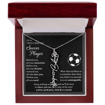 Soccer - Behind Unstoppable Plural - Flower Name Necklace
