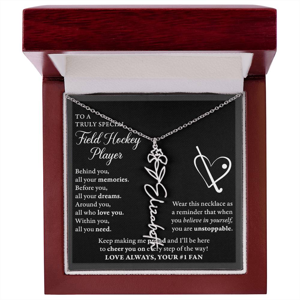 Field Hockey - Behind Unstoppable - Flower Name Necklace