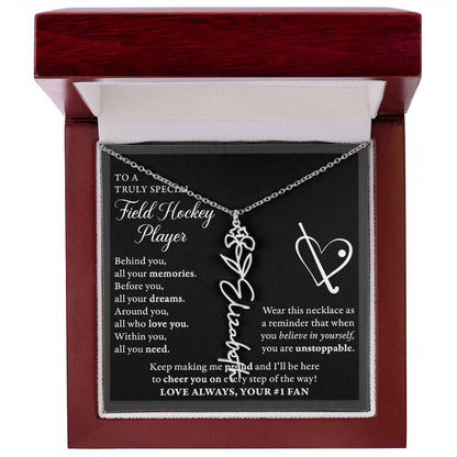Field Hockey - Behind Unstoppable - Flower Name Necklace
