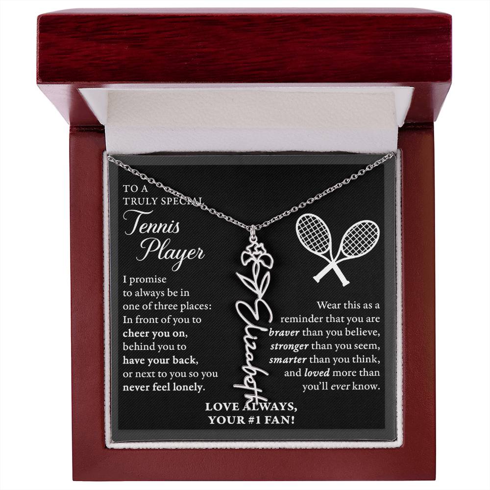Tennis - 3 places Braver - Flower Name Necklace