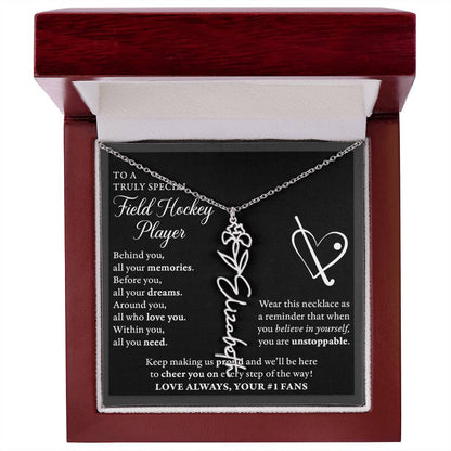 Field Hockey - Behind Unstoppable Plural - Flower Name Necklace