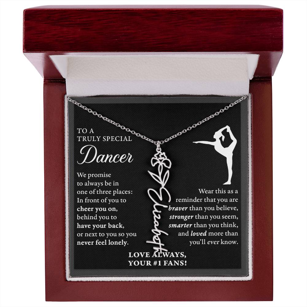 Gymnast Dancer - 3 places Braver Plural - Flower Name Necklace