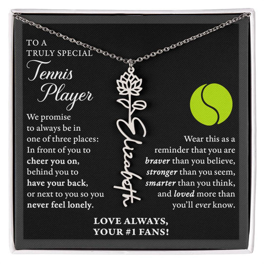 Tennis B - 3 places Braver Plural - Flower Name Necklace