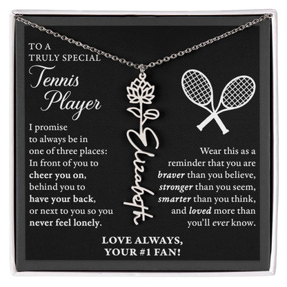 Tennis - 3 places Braver - Flower Name Necklace