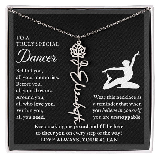 Dance C - Behind Unstoppable - Flower Name Necklace
