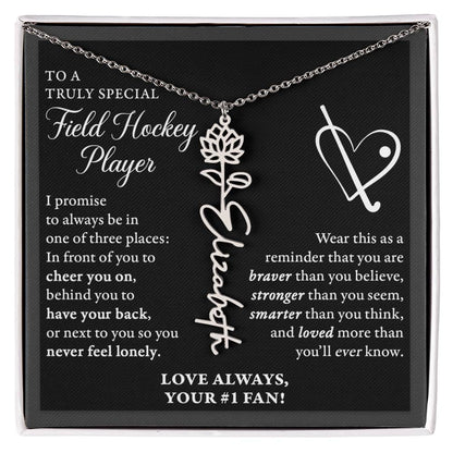 Field Hockey - 3 places Braver - Flower Name Necklace