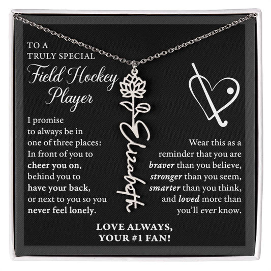 Field Hockey - 3 places Braver - Flower Name Necklace