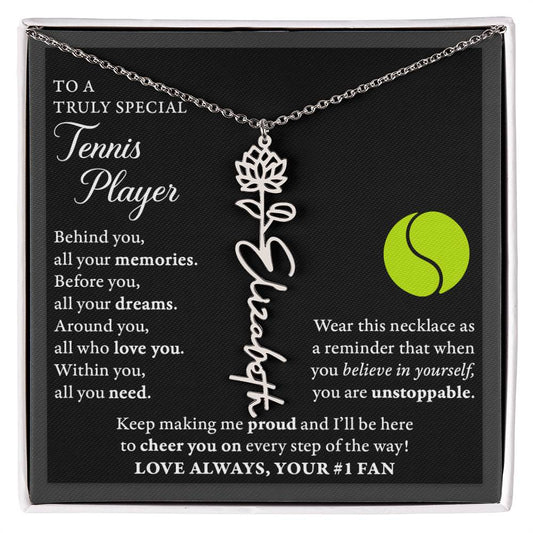 Tennis - Behind Unstoppable - Flower Name Necklace
