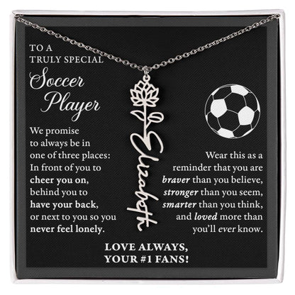 Soccer - 3 places Braver Plural - Flower Name Necklace