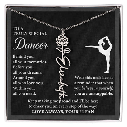 Gymnast Dancer - Behind Unstoppable - Flower Name Necklace