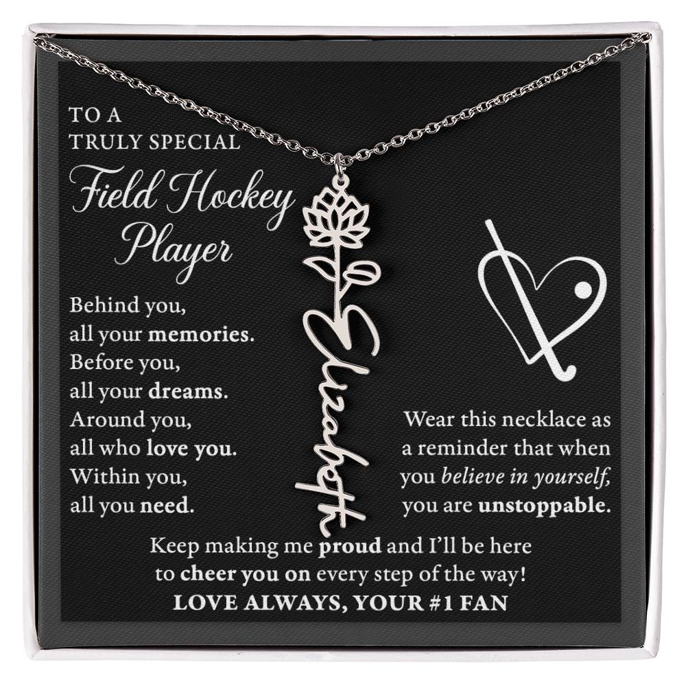 Field Hockey - Behind Unstoppable - Flower Name Necklace