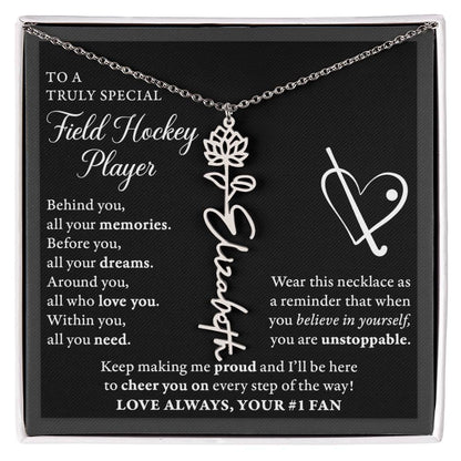 Field Hockey - Behind Unstoppable - Flower Name Necklace