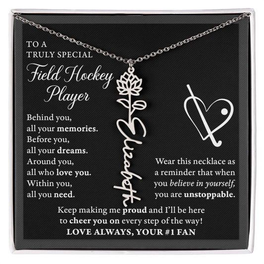 Field Hockey - Behind Unstoppable - Flower Name Necklace