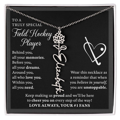 Field Hockey - Behind Unstoppable Plural - Flower Name Necklace