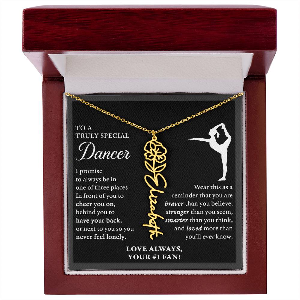 Gymnast Dancer - 3 places Braver - Flower Name Necklace