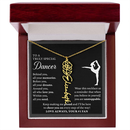 Gymnast Dancer - Behind Unstoppable - Flower Name Necklace