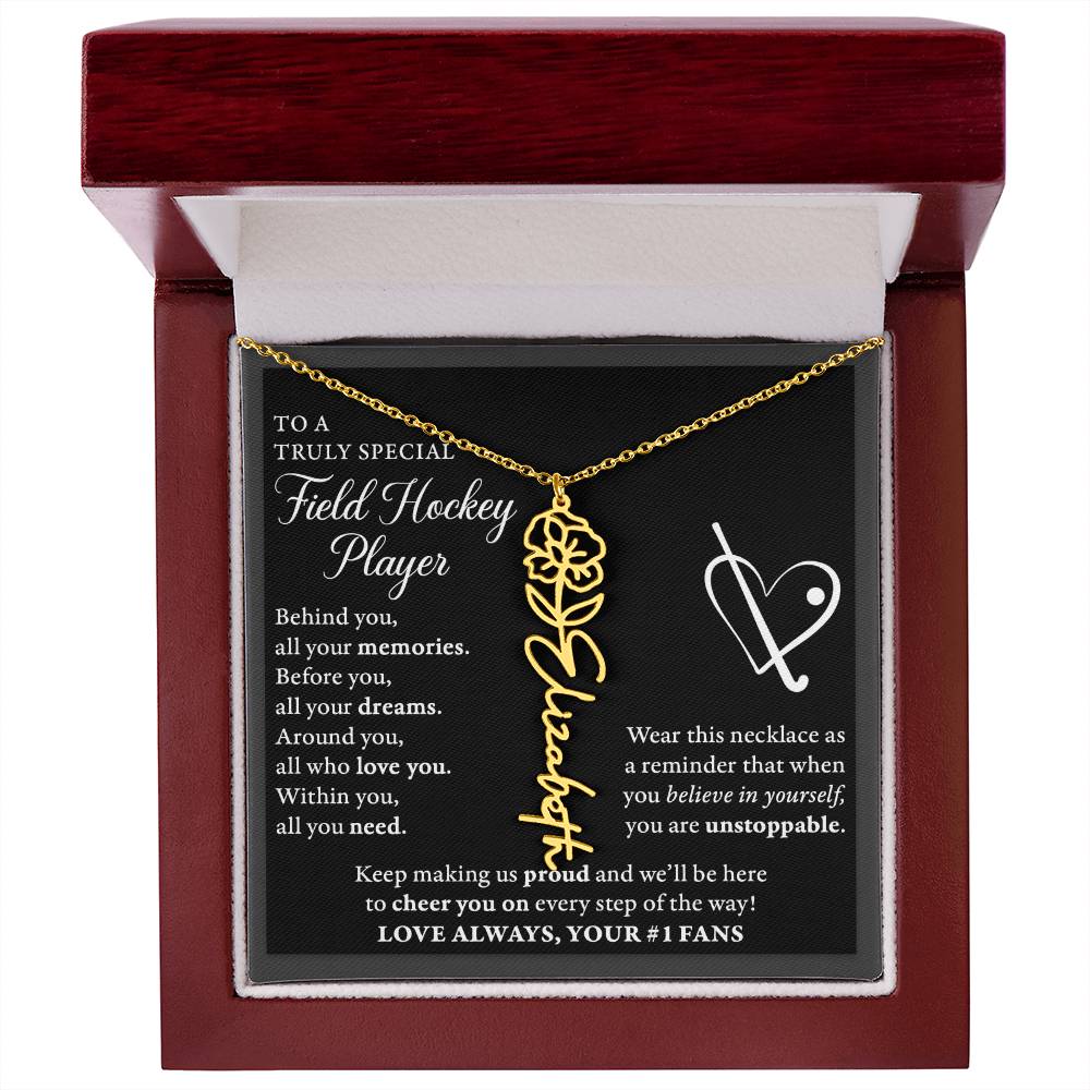 Field Hockey - Behind Unstoppable Plural - Flower Name Necklace
