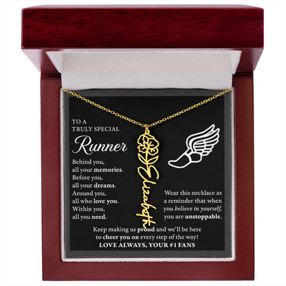Cross country runner - Behind Unstoppable Plural - Flower Name Necklace