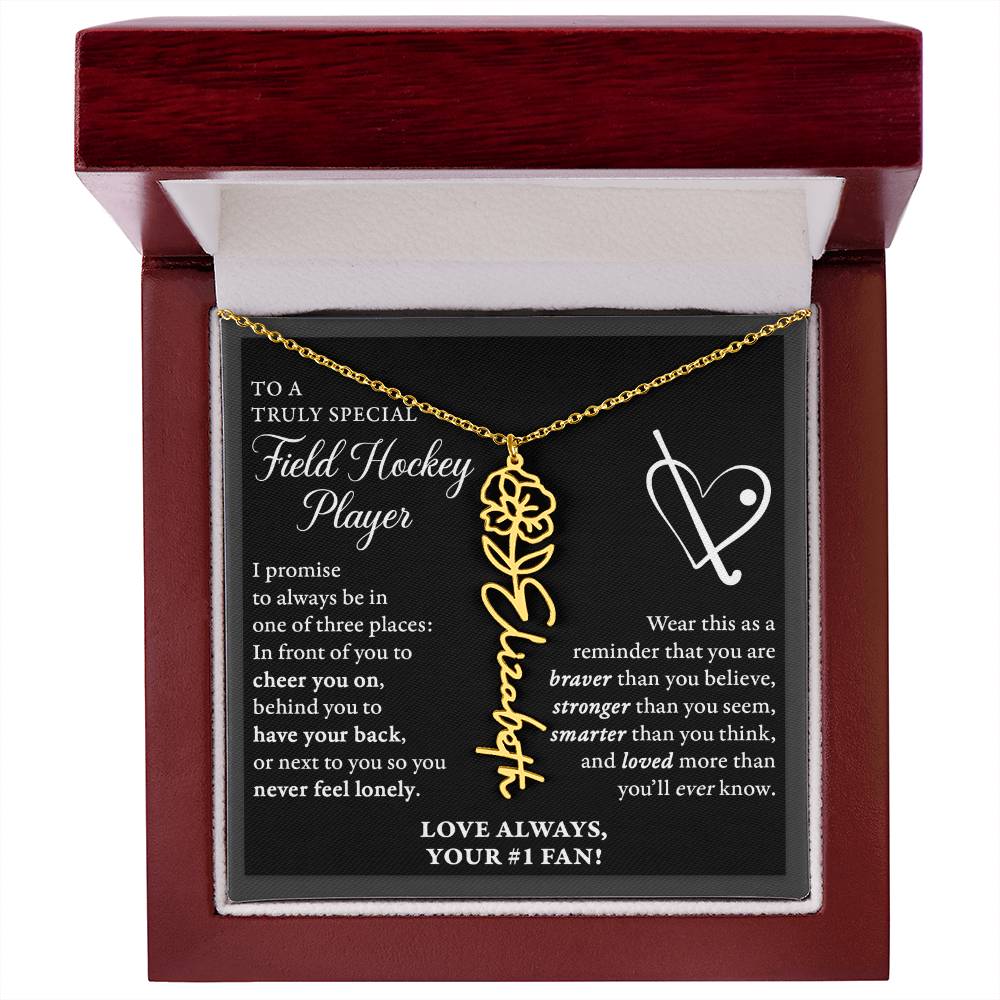 Field Hockey - 3 places Braver - Flower Name Necklace