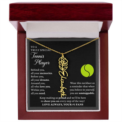 Tennis - Behind Unstoppable Plural - Flower Name Necklace