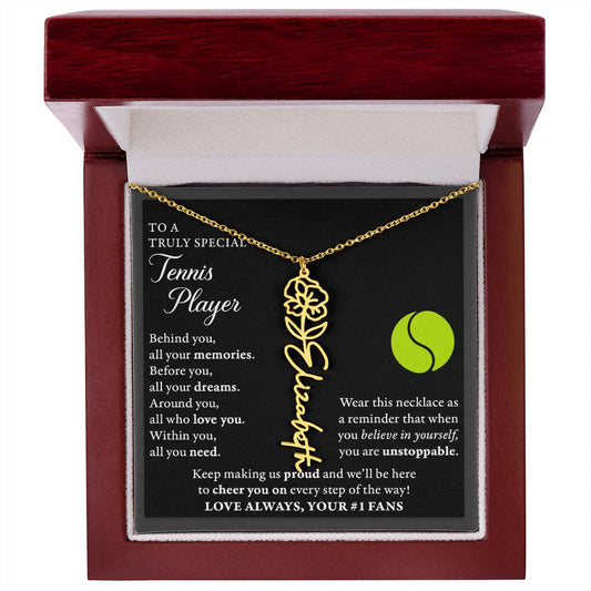 Tennis - Behind Unstoppable Plural - Flower Name Necklace
