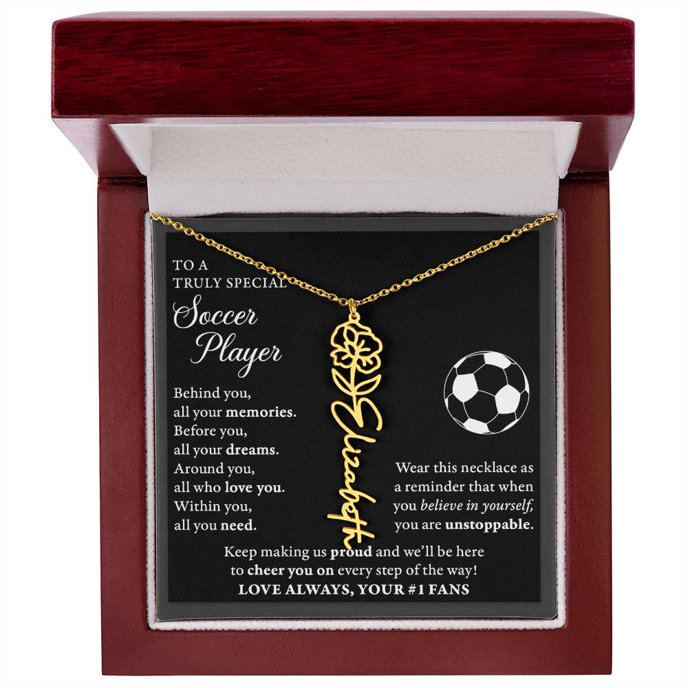 Soccer - Behind Unstoppable Plural - Flower Name Necklace