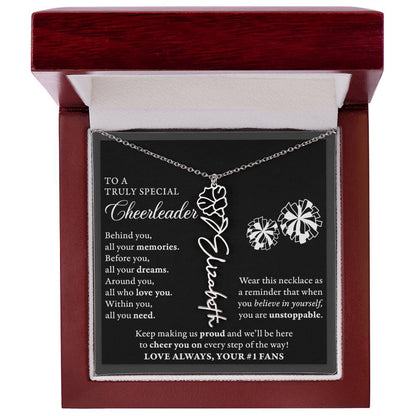Behind you (Plural) - Birth Flower Name Necklace - Cheerleader