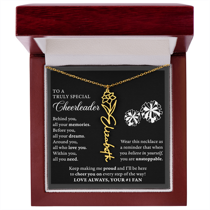 Behind you -  Birth Flower Name Necklace - Cheerlader