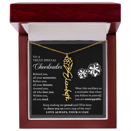 Behind you -  Birth Flower Name Necklace - Cheerlader