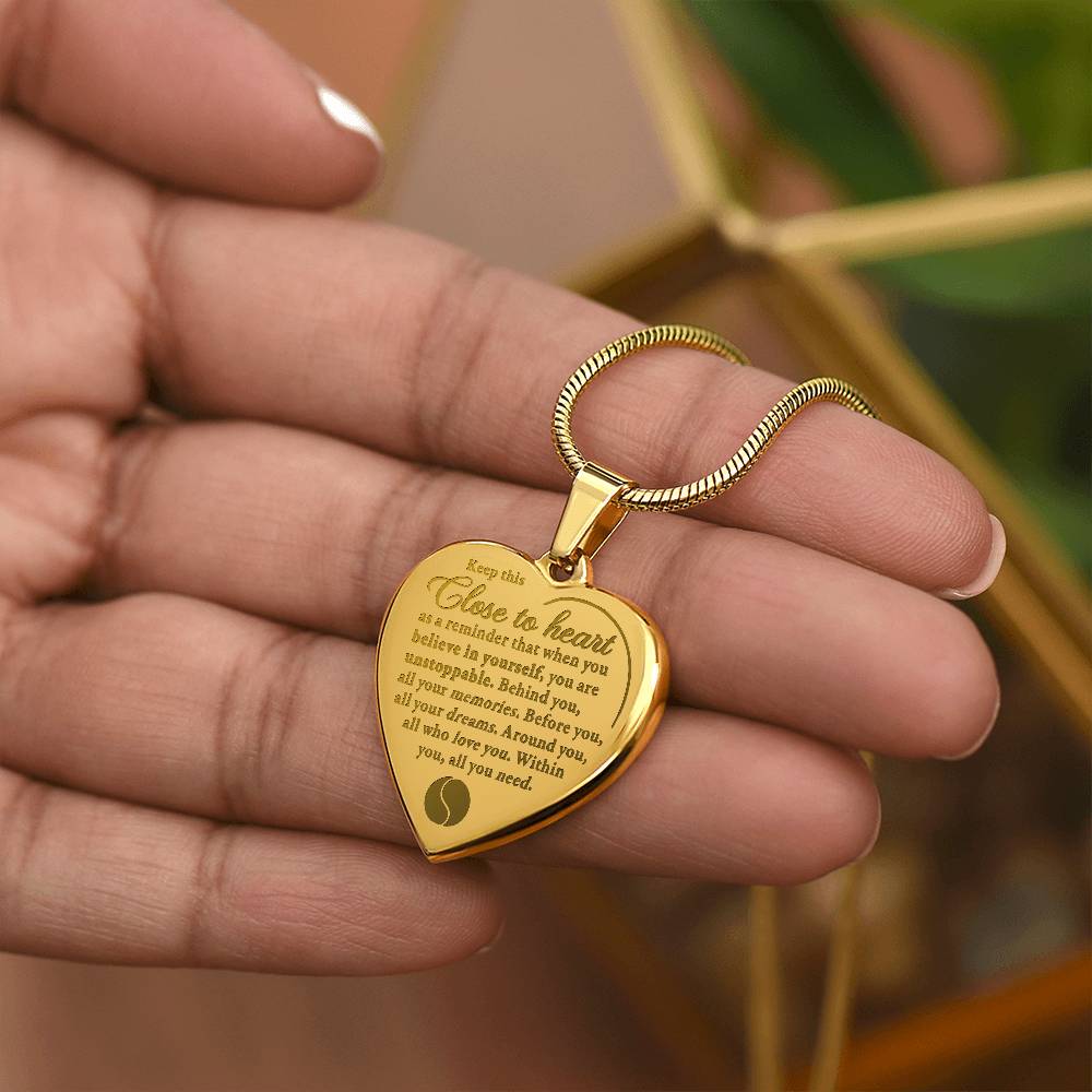 Unstoppable - Engraved Heart Necklace - Tennis