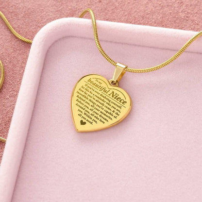 Behind you - Engraved Heart Necklace - Niece