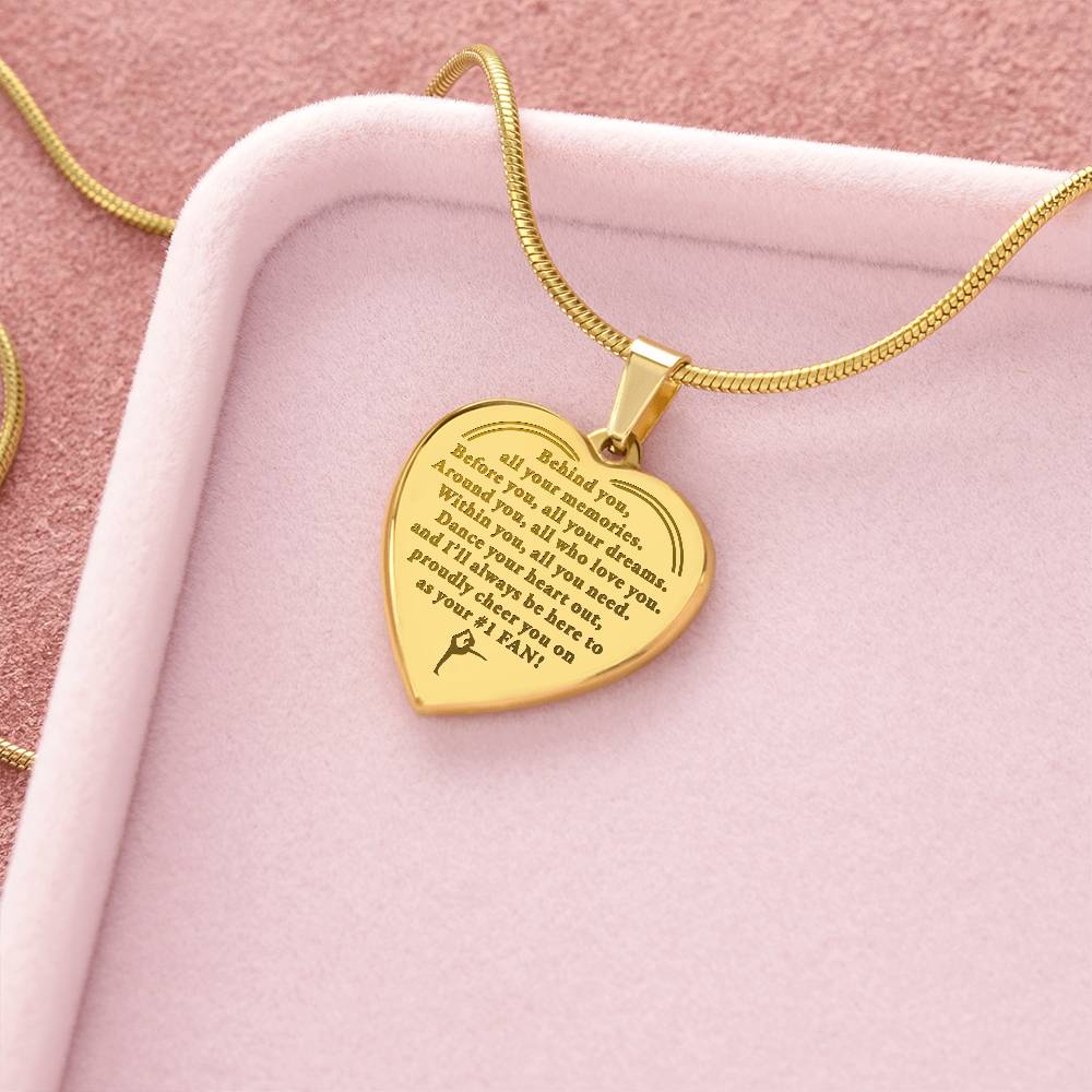 Dance your heart out - Engraved Heart Necklace - Dance