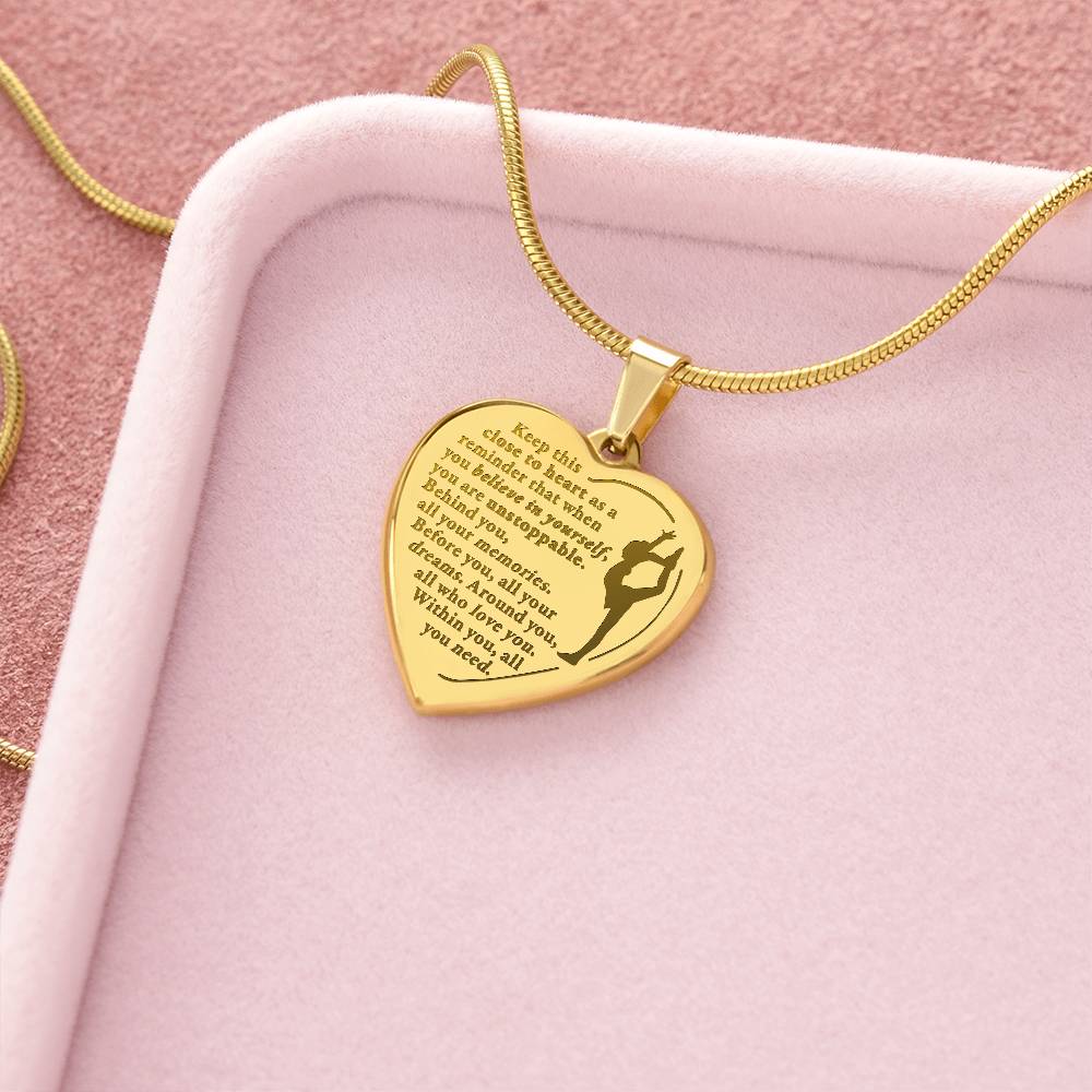 Unstoppable - Engraved Heart Necklace - Dance Gymnastics