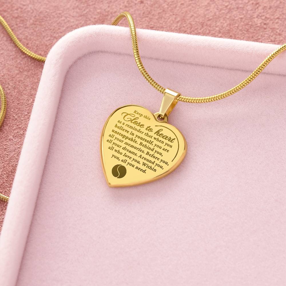 Unstoppable - Engraved Heart Necklace - Tennis
