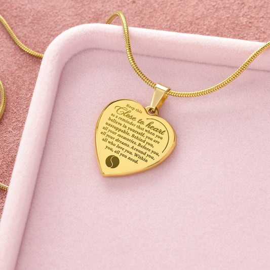 Unstoppable - Engraved Heart Necklace - Tennis