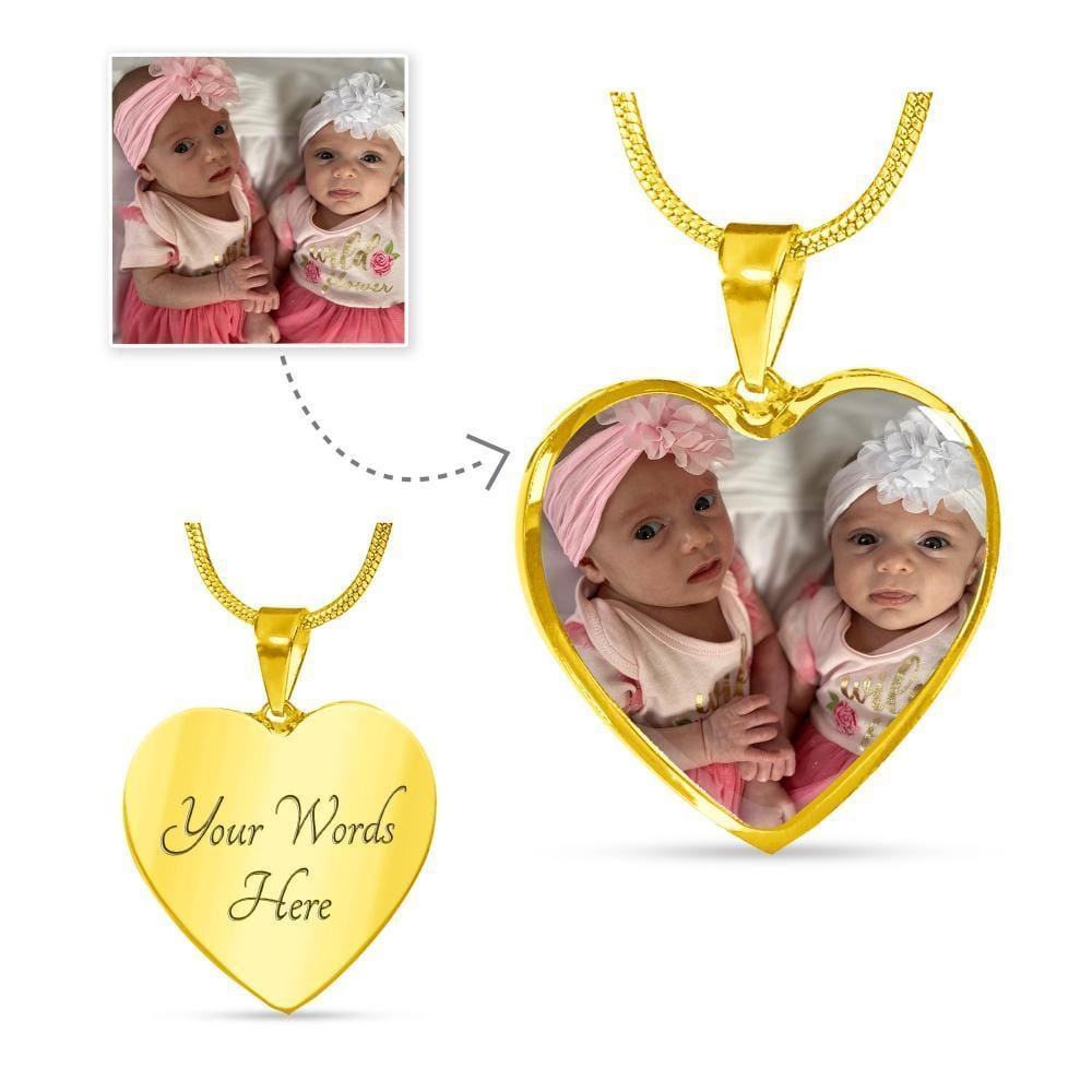 Photo upload necklace for mom of twins Jewelry ShineOn Fulfillment Luxury Necklace (Silver) No 